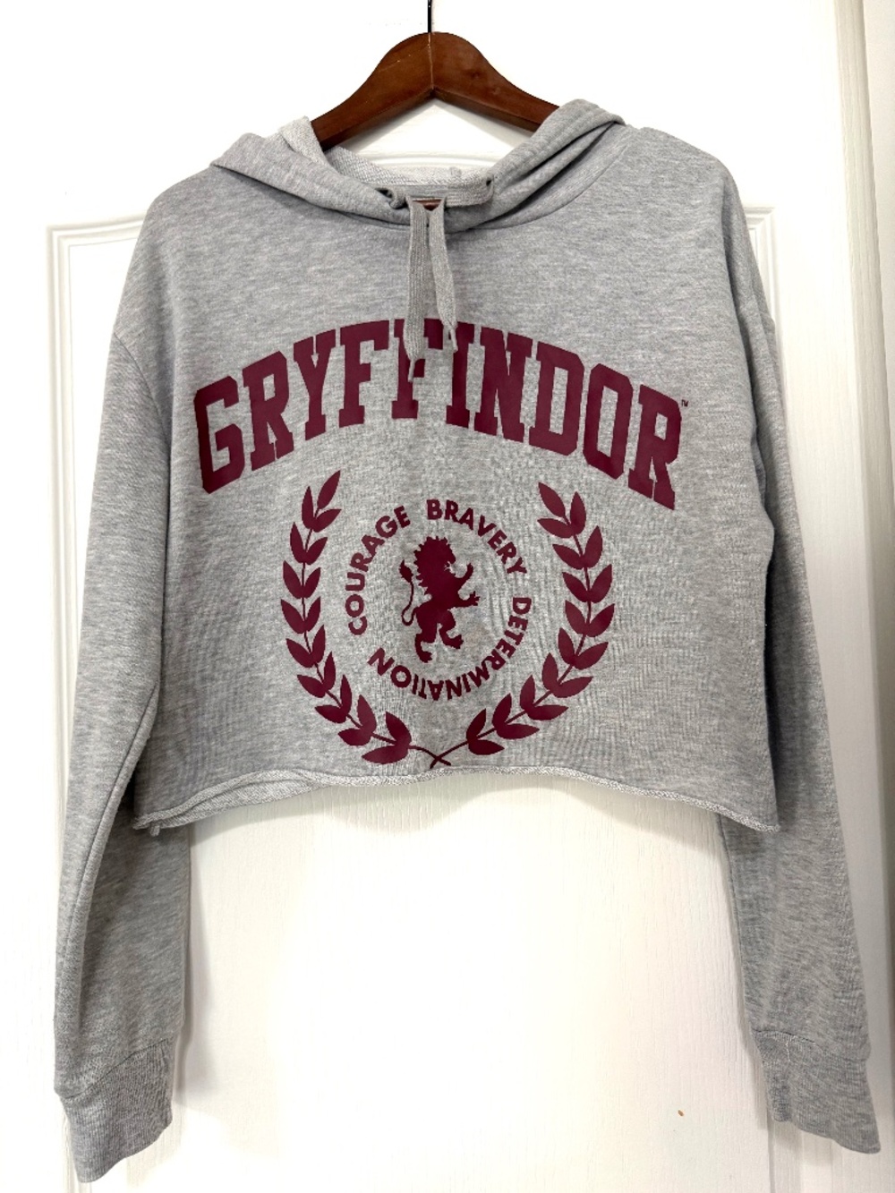 Harry Potter Gryffindor Cropped Hoodie Grey L